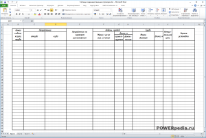 Таблица соединений внешних проводок в формате MS Excel